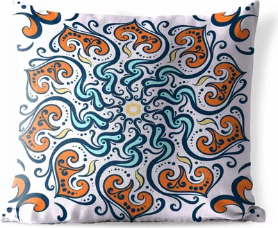 Produktbild von MuchoWow® Outdoor Kissen - Mandala - Orange - Blau - Muster - 40x40 cm - Wetterfest - Lounge Kissen - Kopfkissen - Interieur - Polster mit Bild