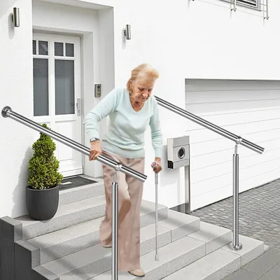 Obrázok produktu pre LZQ vstupné zábradlie z nehrdzavejúcej ocele 200 x 90 cm zábradlie na schody zábradlie na stenu zábradlie na schody pre vnútorné a vonkajšie schodisko