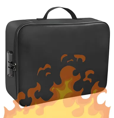 Produktbild von Feuerfeste Dokumententasche mit Schloss, wasser- und hitzebeständig, 3-lagiger Dokumentenorganizer, tragbare Dokumentenbox für wichtige Dokumente, Geld und Wertsachen.