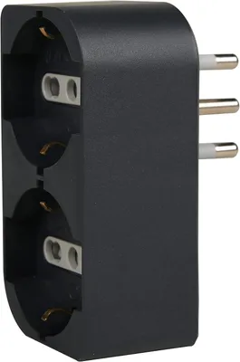 Imagen del producto de Electraline 71943: Adaptador doble. Regleta múltiple con dos enchufes. Enchufe de 16A. Modelo italiano