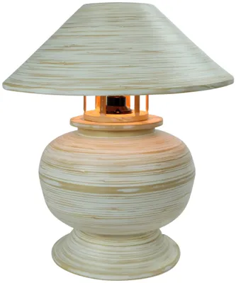 Produktbild von Fine Asianliving Tischlampe Bambus Spirale Handgefertigt Weiß 37x37x40cm