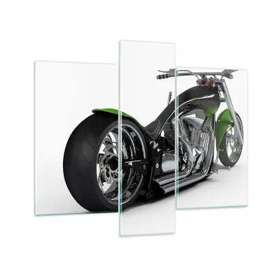 Produktbild von Bilder auf glas - Motorrad Chrom Schlauch Reise - 95x80cm - Glasbilder - Wandbilder - Kunstdruck - zum Aufhängen bereit - Wanddekoration aus Glas - Glas Bilder - Wandbild auf Glas - GCB95x80-1548