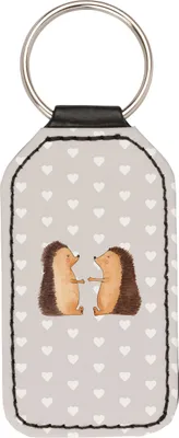 Produktbild von Mr. & Mrs. Panda schlüssel anhänger Igel Liebe - Grau Pastell - Geschenk, Hochzeitstag, Hochzeit, schlüsselanhänger kunstleder, Freund, Mit Spruch, Taschenanhänger