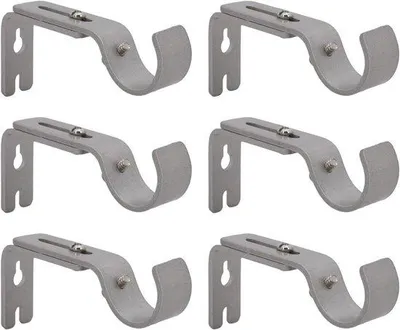 Image de Support de tringle à rideaux réglable en métal argenté, 6 pièces