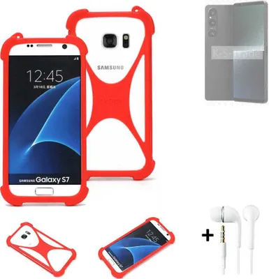 Produktbild von Handy-hülle + Kopfhörer kompatibel mit Sony Xperia 1 V Schutz-hülle Bumper Silikon Schutz Hülle Cover Case Silikoncase Silikonbumper TPU Softcase