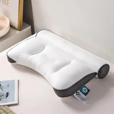 Produktbild von Orthopädisches Nackenkissen - Konturkissen - Memoryschaum - Langsame Rückfederung - Atmungsaktiv - Für Seiten- und Rückenschläfer - 40 x 60 cm - 1 Stück, Schwarz