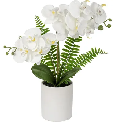 Productafbeelding van Kunstbloem orchidee Phalaenopsis in keramische pot, wit, roze, paars, 40,5 cm