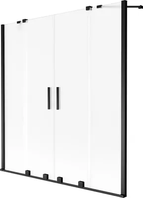 Produktbild von Mexen Velar Duo Duschwand, 2-flügelig, schiebbar, 140 x 150 cm, satiniert, schwarz - 896-140-000-32-70