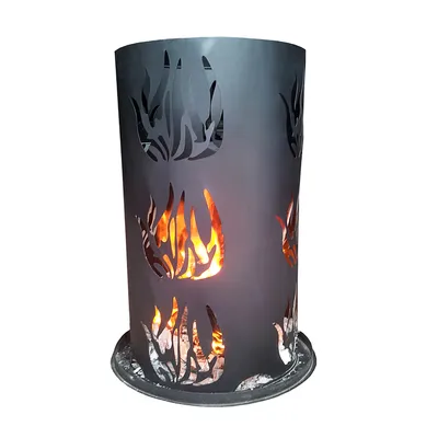 Produktbild von Feuersäule Feuerkorb Feuerstelle Terrassenofen inkl Feuerrost & Schürhaken H60cm