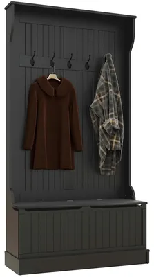 Image de Étagère à chaussures, banc intégré, design peu encombrant, noir