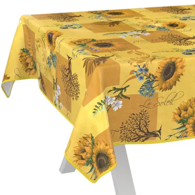 Tischdecke wasserabweisend abwaschbar Gelb 240x140cm Band Rustikaler Sonnenblume, Hauptbild