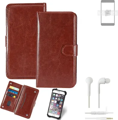 Produktbild von K-S-Trade 360° Hülle kompatibel mit Samsung Galaxy S23+ inkl. Headphones braun Kunstleder Case BookCase WalletCase Kunstlederederhülle Handyhülle,