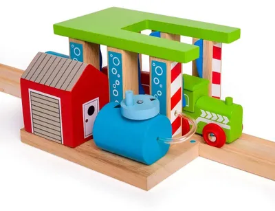 Productafbeelding van Bigjigs Houten Trein: Wasstation - Accessoire voor houten treinbanen