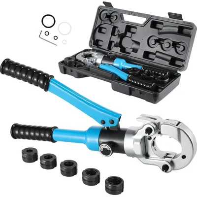 Zdjęcie produktu dla Zestaw zaciskowy hydrauliczny do rur miedzianych i ze stali nierdzewnej, kształt V, do rur o średnicy 12-28 mm, 8 ton, obrotowa głowica, model YQK-1632-V