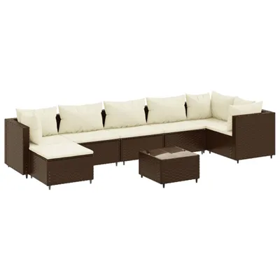Produktbild von 8-tlg. Garten-Lounge-Set mit Kissen Braun Poly Rattan