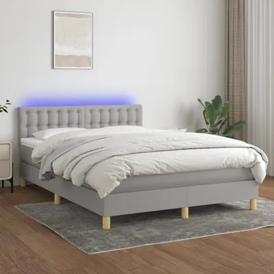 Obrázek produktu pro Box spring postel s matrací a LED světle šedá 140x200 cm textil, 3134037  HangarStore.cz