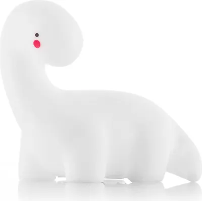 A white dinosaur-shaped night light with red cheeks and a black eye, set against a white background.