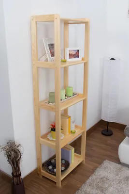 Produktbild von Bücherregal - 50 cm breit, Kiefer Holz-Massiv, Farbe: Natur