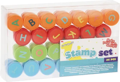Produktbild von 26tlg Stempelset Kinderstempel Kinder Stempel Kindergeburtstag Buchstaben Bunt 1830