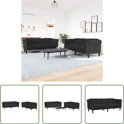 Produktbild von The Living Store 2-tlg. Sofagarnitur Schwarz Samt