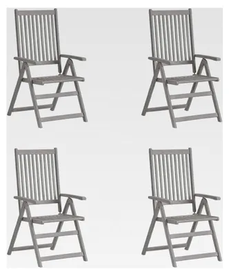 Produktbild von Verstellbare Gartenstühle 4 Stück aus Akazienholz, grau
