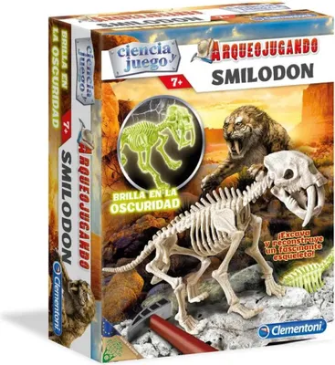 Zdjęcie produktu dla Clementoni - Arqueojugando Smilodon Fluorescente, gra edukacyjna (550340) CLEMENTONI