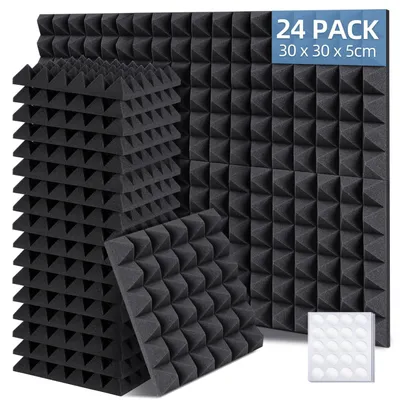 Produktbild von Schallschutzschaum Akustikschaum Akustikplatten - 30 x 30 x 5 cm - 24 Stück - Anthrazit