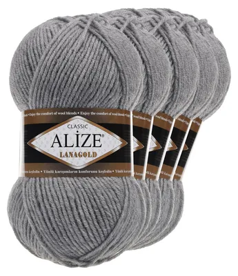 5 x 100g Strickgarn ALIZE Lanagold grau