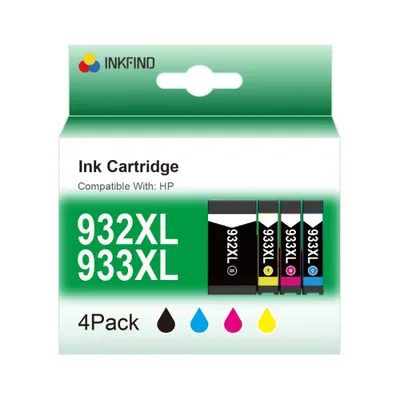 Produktbild von INKFIND 932XL 933XL Tintenpatronen für HP932XL HP 932XL HP933XL HP 933XL HP 932 HP932 HP933 HP 933 Tintenpatronen Multipack mit 4 Stück (1 x Schwarz,