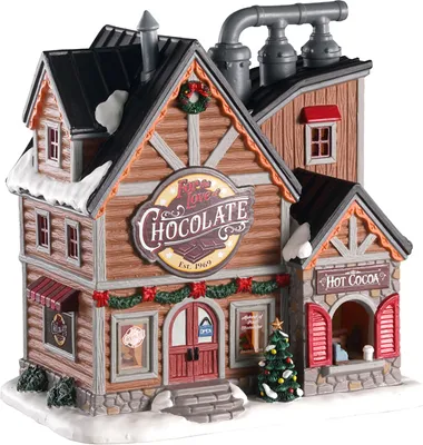 A miniature Christmas-themed chocolate shop.
