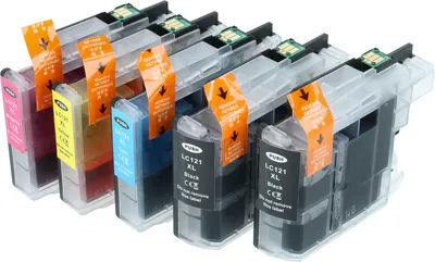 Produktbild von vhbw 5x Tintenpatronen Ersatz für Brother LC121BK, LC121C, LC121, LC121M, LC121Y für Drucker + Chip (Kompatibel)
