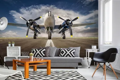 Produktbild von Vlies Fototapete HISTORISCHES KRIEGSFLUGZEUG 375 x 250 cm (inkl. Kleister) - Vlies Tapete, Wandtapete, Wandbilder - Tapete für Wohnzimmer Schlafzimmer, Büro, Küche - Montagefertig