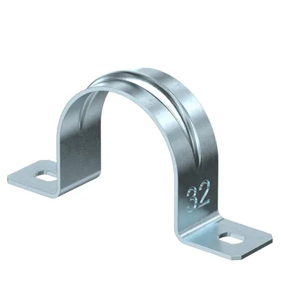 Imagen del producto de OBO 605, abrazadera de fijación de dos láminas, 32 mm, acero al carbono, modelo 1018337