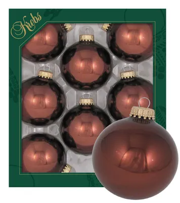 Produktbild von Krebs Glas Lauscha Kugeln im 8er Set - Mocca - Christbaumschmuck aus Glas - Unifarbende Kugeln - Größe: 7cm - 83295