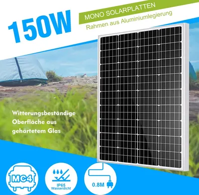 Obrázok produktu pre 150W solárny panel fotovoltaický nabíjací panel monokryštalický solárny modul pre domácnosť, balkónovú elektráreň, záhradu, obytný automobil