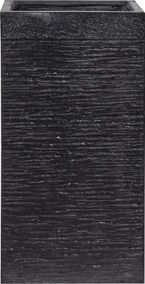 Produktbild von BELIANI Blumentopf Schwarz 40 x 40 x 77 cm Lehm-Faser-Mischung Glasfaser quadratische Form hoch Garten Terrasse Balkonzubehör Modern