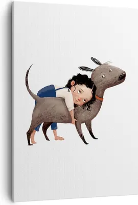 Produktbild von Bild auf Leinwand - Leinwandbild - Einteilig - Kind Hund Bild - 50x70cm - Wand Bild - Wanddeko - Wandbilder - Leinwanddruck - Kunstdruck - Wanddekoration - Leinwand bilder - Wandbild - PA50x70-4783