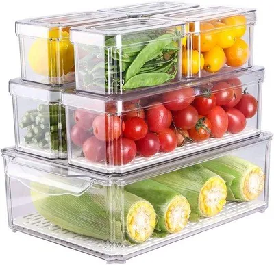 Immagine prodotto di Set di organizer per frigorifero - Set da 7 pezzi - Contenitori trasparenti