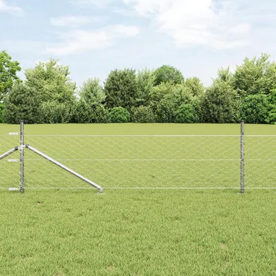 Produktbild von Sechseckzaun 0,8 x 50 m aus feuerverzinktem Stahl mit 13 Zaunpfählen und Spike, Ø 32 mm, 100 cm, mobiler Gartenzaun für Garten, Hof, Hühner- und Kaninchengehege