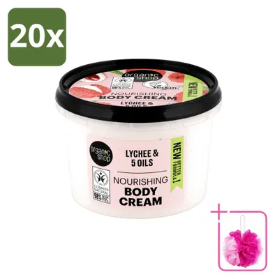 Immagine prodotto di 20 confezioni di crema corpo nutriente all'lichee, biologica, idratante, 250 ml, confezione risparmio, 20 pezzi