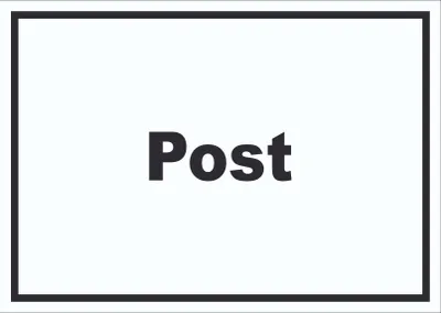 Produktbild von Post Schild mit Text Annahme Brief Paket waagerecht A4 Rückseite selbstklebend