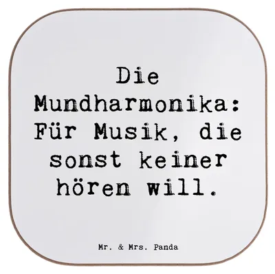 Produktbild von Mr. & Mrs. Panda Untersetzer für Gläser Spruch Musik Mundharmonika - Weiß - Geschenk, Blasinstrument, Musiker, Lernen, Tischuntersetzer, Folk, Coaster, gläseruntersetzer