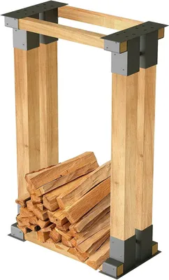 Produktbild von ROSEJANE Holzstapelhilfe für Brennholz 8 Stück, stabile Brennholz Stapelhilfe aus feuerverzinktem Stahl, Holzstapelhalter für Kaminholz, innen & außen, 30 x 10 x 15 cm