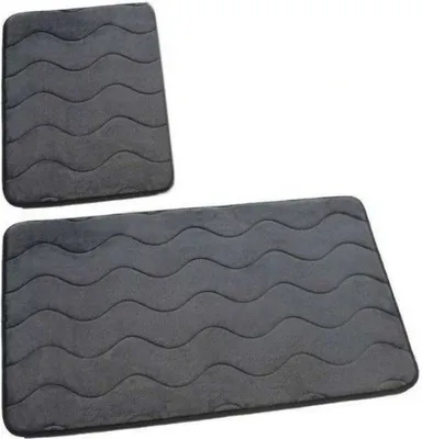 Produktbild von Badezimmer Teppiche Sumba Dunkelgrau 23 - Zweiteilig 2 Stück: Teppich 45x75+ Unterlage 45x35