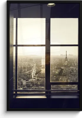 Produktbild von MuchoWow® MuchoWow® Gerahmtes Poster Blick auf den Eiffelturm und Paris 60x90 cm - Poster mit zchwarzem Bilderrahmen - Kunst