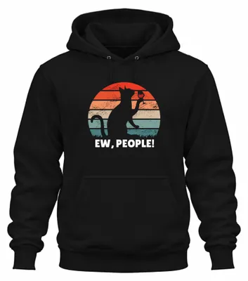 Zdjęcie produktu dla Bluza z kapturem "Katze Wein Retro Introvertiert Misanthrop", czarna, rozmiar XL