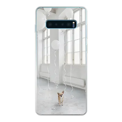 Produktbild von MuchoWow® Handyhülle Schutzhülle Hülle für Samsung Galaxy S10 Lite Hund - Weiß - Luftballon Silikon Softcase Handy Hülle - Schutz