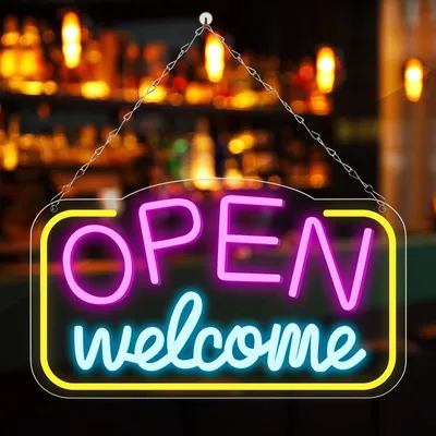 Obrázek produktu pro Osvětlená neonová reklama "Welcome", barevné osvětlení pro obchod a kavárnu