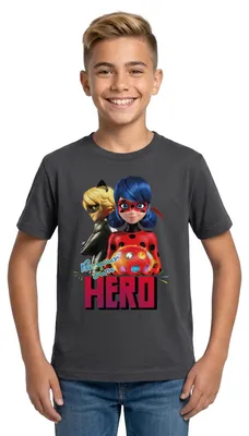 Produktbild von Spreadshirt Miraculous Be Your Own Hero Teenager T-Shirt, 152/164 (12-14 Jahre), Dunkelgrau