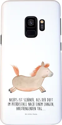 Produktbild von Mr. & Mrs. Panda Samsung Galaxy S9 Handyhülle Pferd Springen - Weiß - Geschenk, Hülle, Cover, Smartphone, Handycover, Reiten, Pony, Pferdestall, Stall, Bauernhof, Pferde